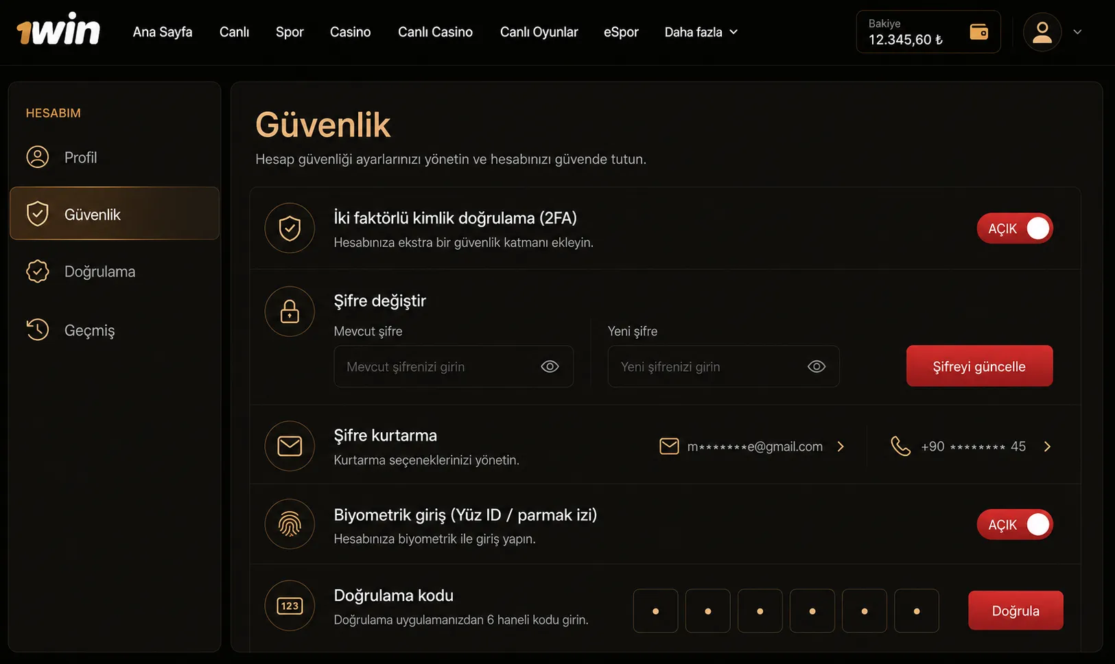 1win hesap güvenliği: 2FA, şifre kuralları ve biyometrik giriş