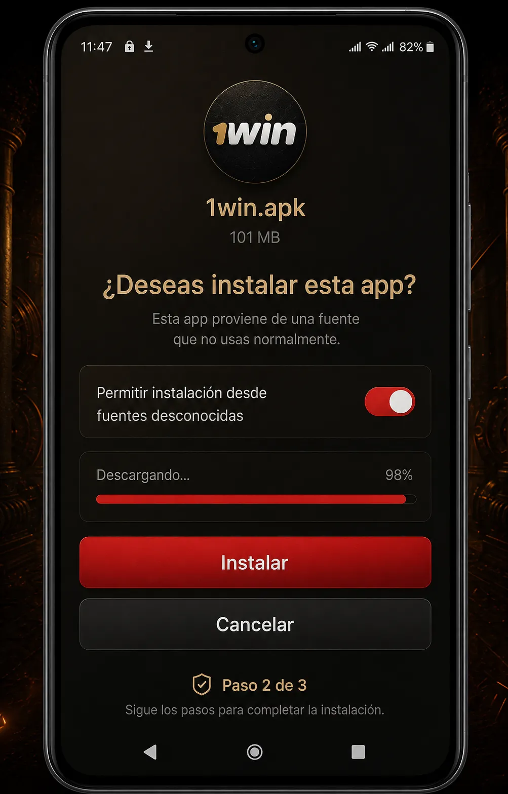 1win APK Android: instalar el archivo en seis pasos
