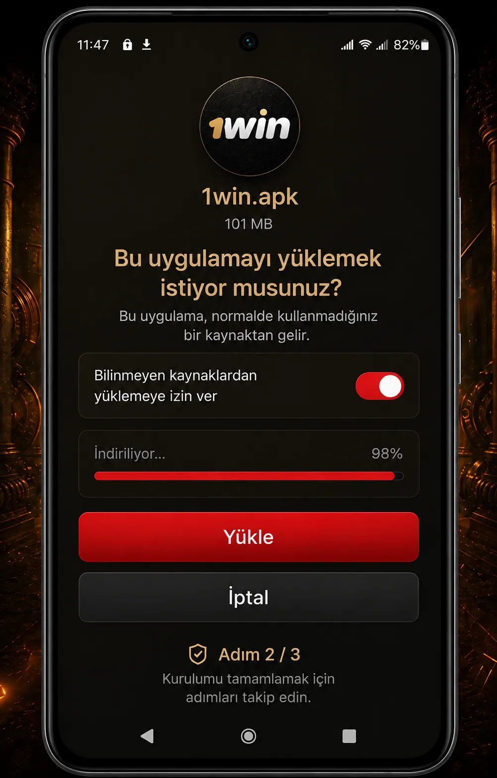 1win APK Android: dosyayı altı adımda yüklemek