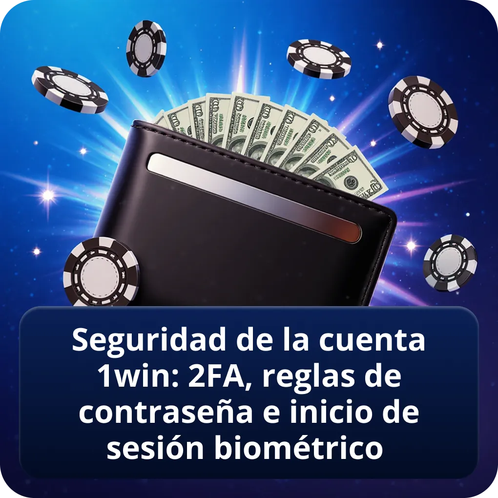 Seguridad de la cuenta 1win: 2FA, reglas de contraseña e inicio de sesión biométrico