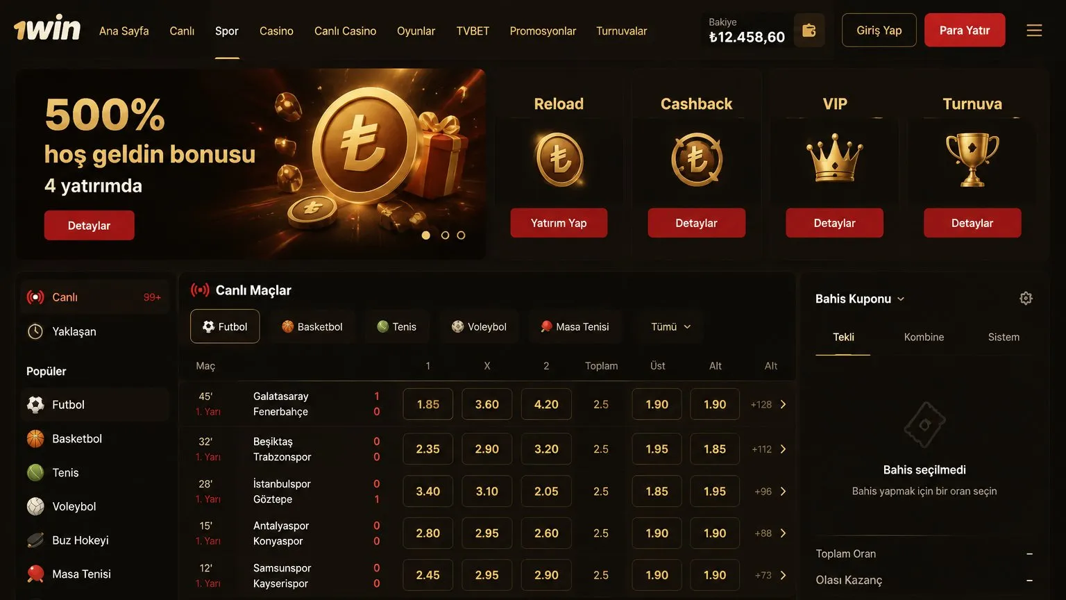 Spor bahisleri: 1win bet üzerinden canlı maç ve kupon seçenekleri