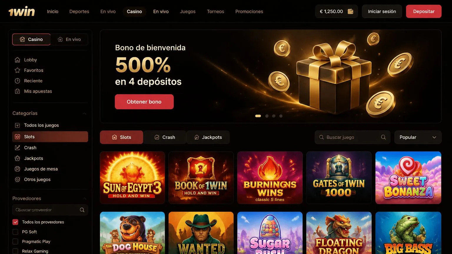 Slots, mesas en vivo y lanzamientos recientes de 1win oficial