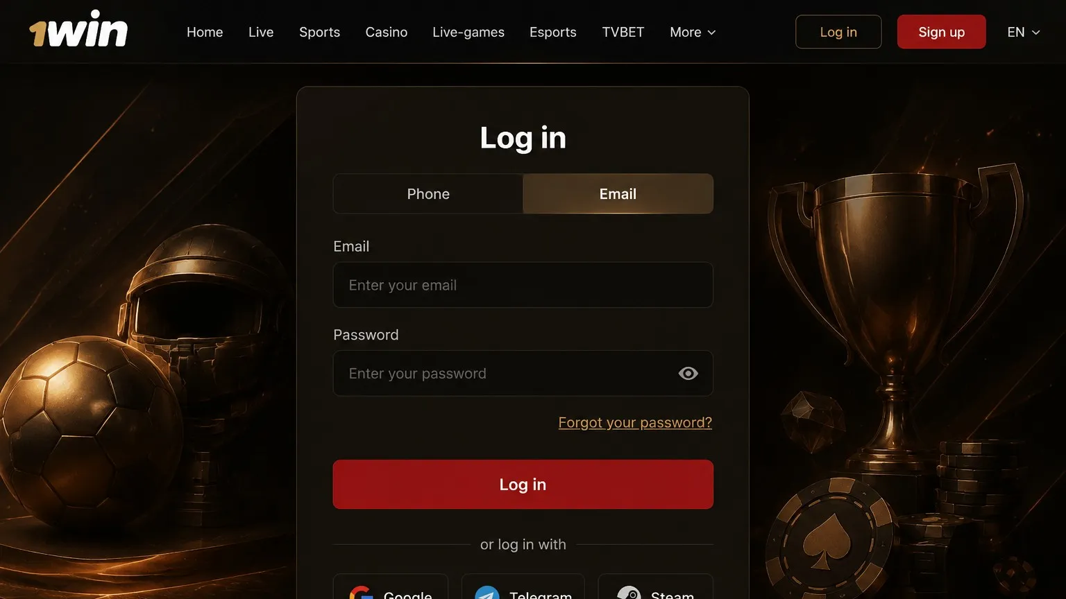 1win login: choosing a sign-in method